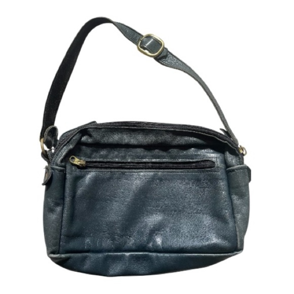 VTG Down Home Leather Deep Blue 100% Leather Shoulder Crossbody Bag Camera Style - Picture 4 of 12